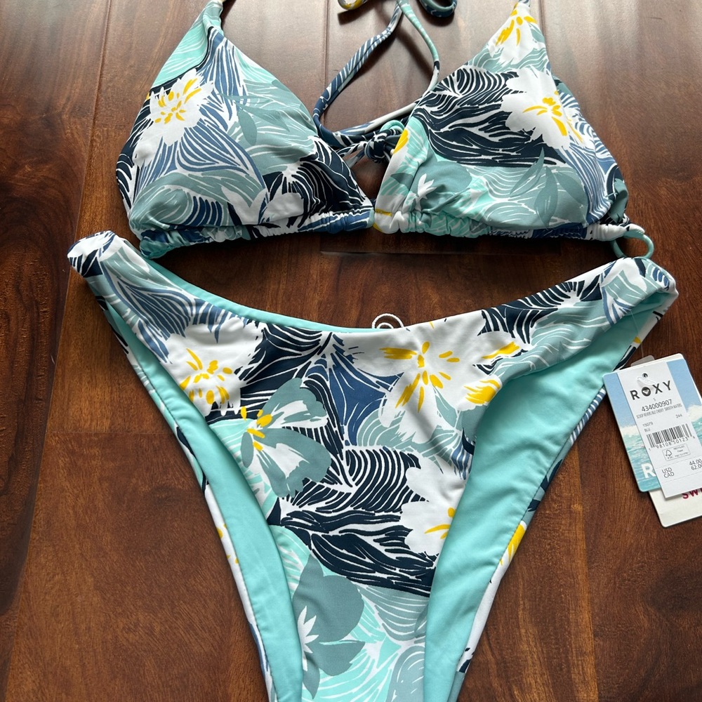 Roxy Women's Floral Bikini Set - Blue and Yellow